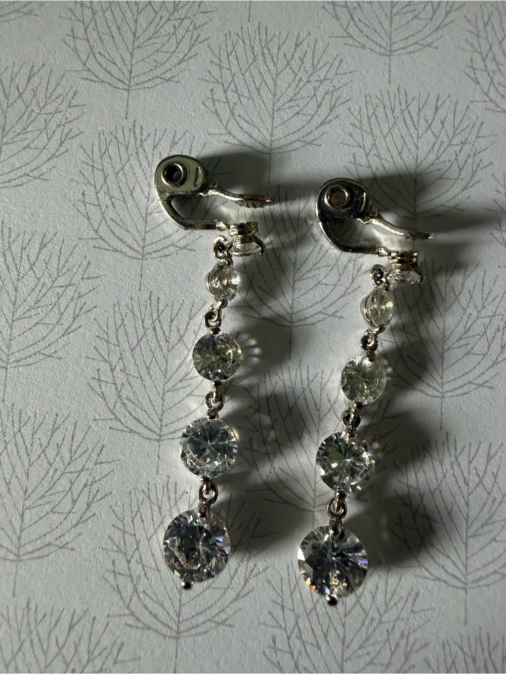 Monet Rhinestone Dangle Clip on Earrings